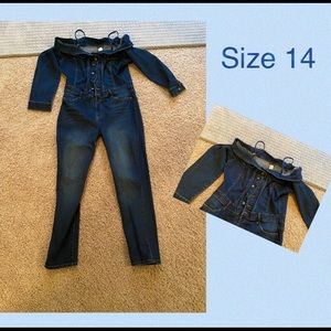 Venus off the shoulder denim jumpsuit - fits size 12/14 - worn once!